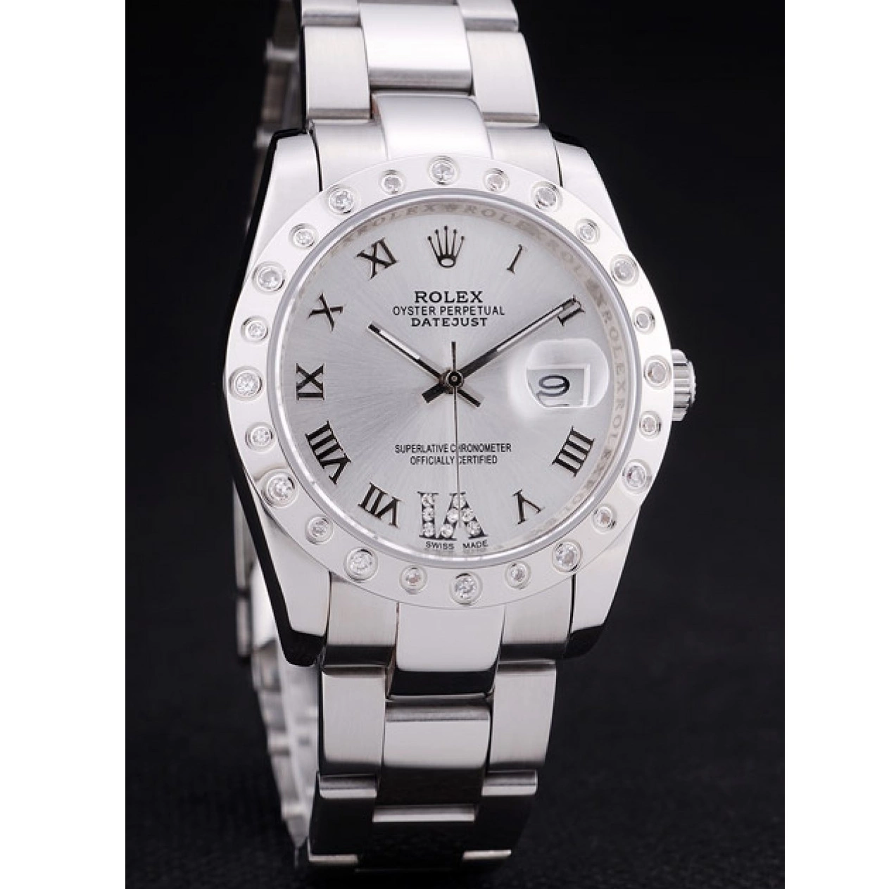 Good Copy Rolex Watches Datejust Dial Rolex Diamond Bezel 7468 Silver 0516